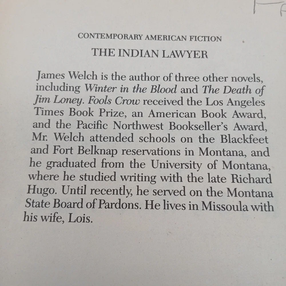 Indian‎ Lawyer by James Welch 1990 Trade Paperback Penguin